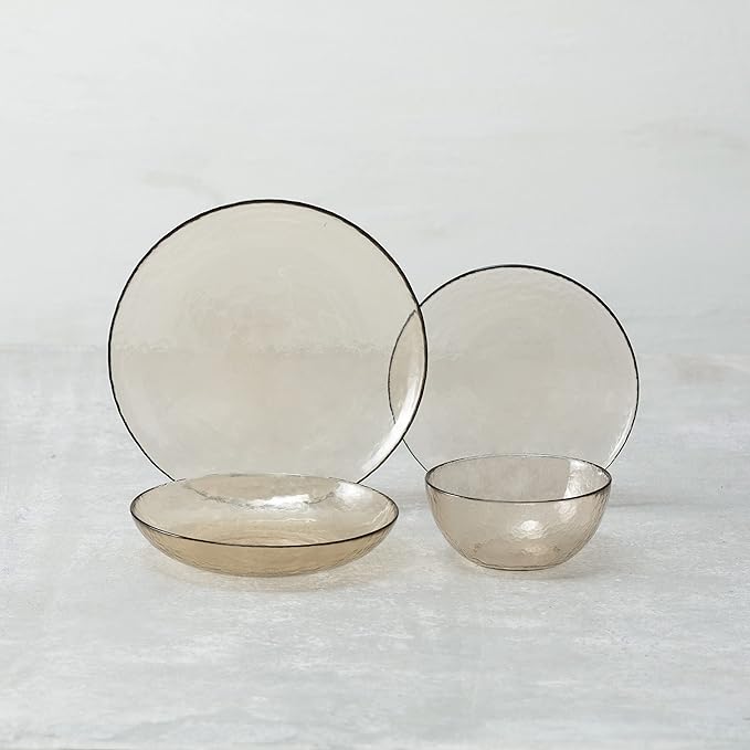 Fortessa Los Cabos Glass Dinnerware Collection, Cereal Salad Fruit Bowl (Set of 4), 6 Inch/21oz, Ginger Root