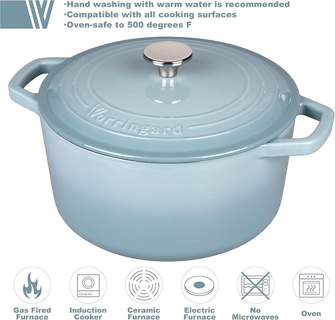 VORRINGARD Enameled Cast Iron Dutch Oven Pot