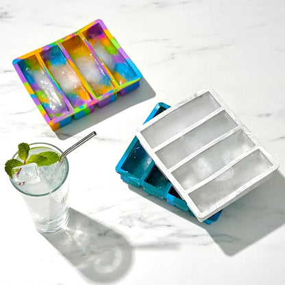 Host Ice Cube Tray, Makes Four 5-Inch Long Cubes, Durable Silicone Trays