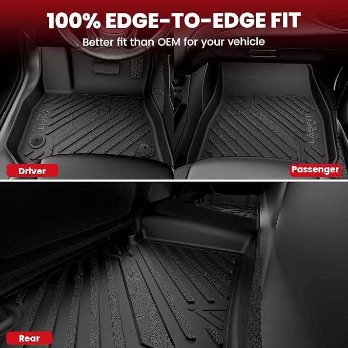 LASFIT Floor Mats for Audi A5/S5 2025-2026(New Body), TPE All Weather Protection Custom Fit 1st & 2nd Row Floor Liners for Audi A5/S5 Automotive Accessories Car Mats, Black, Easy to Clean