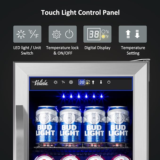 15'' Beverage Refrigerator and Beer Fridge Under Counter Built-in or