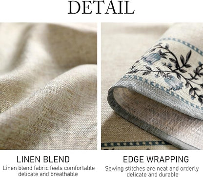 ISAENNE Designer Vintage Linen Elegant Extra Long Table Cloth Rectangular,Chinoiserie Floral Tablecloth,Durable Decor Table Cover for Dining Thanksgiving Kitchen Party,67"*118"-Segerman B