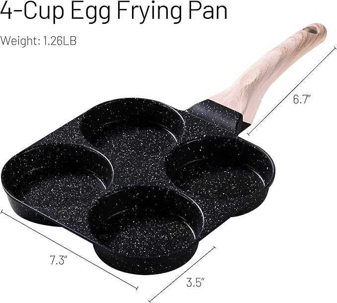 CAROTE Egg Pan Omelette Pan, 4-Cup Nonstick Granite Omelette Skillet