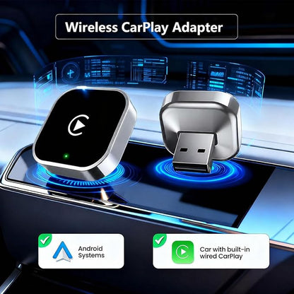 2 in 1 CarPlay Adapter for 718 Cayman GT4 2020 2021 2022 2023 2024 2025 2026, CarPlay Wireless Adapter with Auto Reconnect Fast Pairing Bluetooth Connection Compact USB Dongle