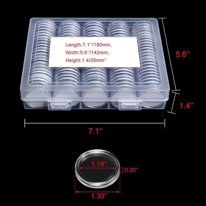 240 pcs 30mm Coin Capsules Coin Holders for Collectors, with Foam Gasket and Plastic Storage Organizer Box, 6 Sizes (17.9/19.1/21.2/24.3/26.5/30mm) Coin Case for Coin Collection Supplies (White)