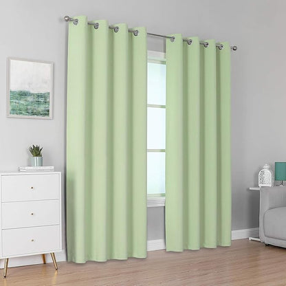 DUALIFE Light Green Blackout Curtain Panels/Drapes