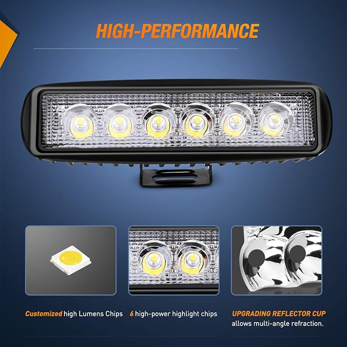 Nilight - 15019S-D Led Light Bar 4PCS 18w Spot Driving Fog Light Off Road Lights Boat Lights Driving Lights Led Work Light SUV Jeep Lamp