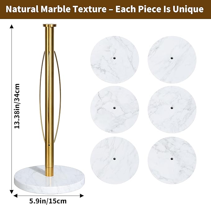 YIGII Marble Base Paper Towel Holder Countertop, Standing Paper Towel Holder