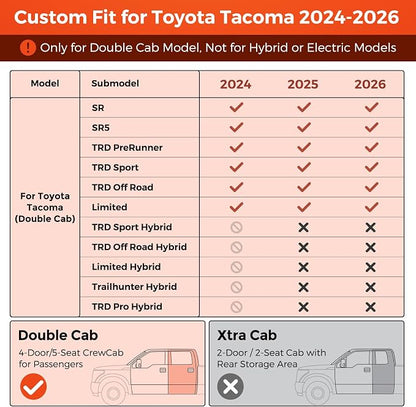 DiffCar® Seat Covers for Toyota Tacoma 2026 2025 2024 Double Cab(Gas Only), Full Set Faux Nappa Leather Truck Accessories for Tacoma 4th Gen, Car Seat Protectors Custom Fit for Tacoma Seat, Black Camo
