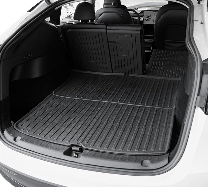 SUPER LINER Tesla Model Y Floor Mats 2021-2024 | Custom Fit All-Weather 9-Piece Set TPE Material |Full Coverage Floor Mats Back Seat Protector, Cargo Liner, Trunk & Interior Accessories