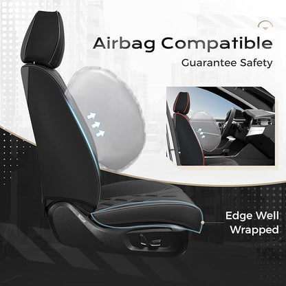 Coverado Car Seat Covers Full Set, Seat Covers for Cars, Front Seat Covers and Back Seat Cover Waterproof Leather Automotive Seat Cover, Universal Car Interior Protectors Cushion for Most Cars