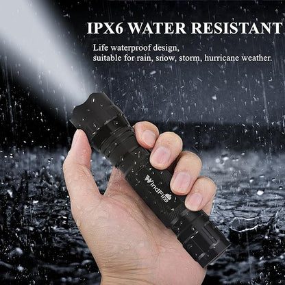 WINDFIRE 2 Pack LED Flashlight Single Mode, Super Bright Tactical Flashlights, Small Portable Water Resistant Handheld Flash Lights for Camping, Hiking, Emergency