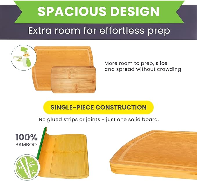 Glue-Free Surface™ 2XL Extra Large Bamboo Cutting Board Set of 4 – Small
