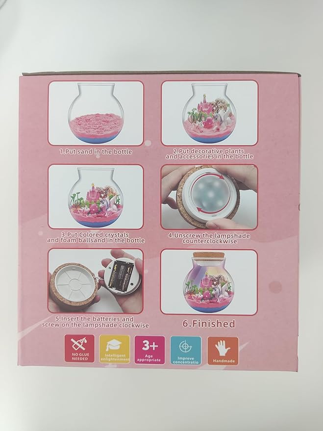 Uni-Corn Terrarium Kit with Music Boxes, Uni-Corn Toys for Girls Ages 4 5 6 7 8 9 10 11 12 Years Old, Arts and Crafts for Kids with Music LED Lights Up & Remote Control
