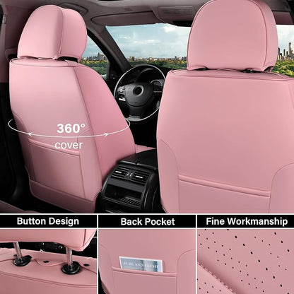 Coverado Car Seat Covers, Car Seat Covers Front Seats, 2-Pack Front Seat Cover, Nappa Leather Waterproof Seat Covers, Car Seat Protectors, Automotive Seat Covers Universal Fit for Most Vehicles