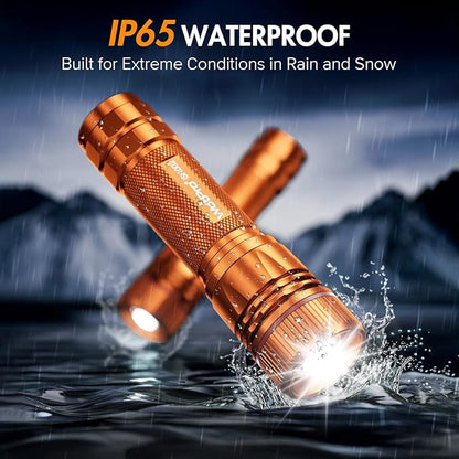 WdtPro Rechargeable Flashlights High Lumens, 1 Pack Super Bright LED Small Tactical EDC Flashlight with 10H Runtime, Portable Flash Light for Camping,Home,Emergency Essentials Orange Battery Included