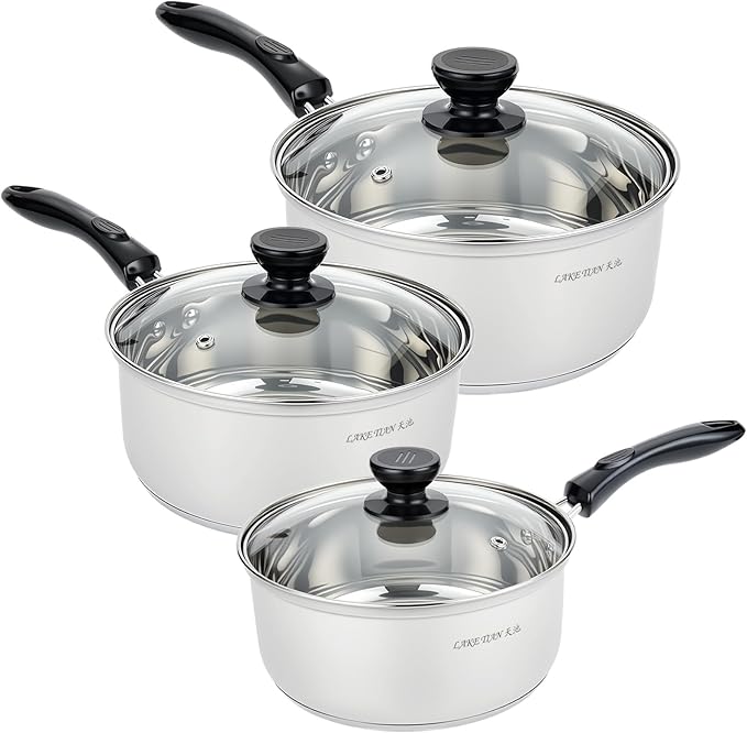 Stainless Steel Saucepan with Lid Set