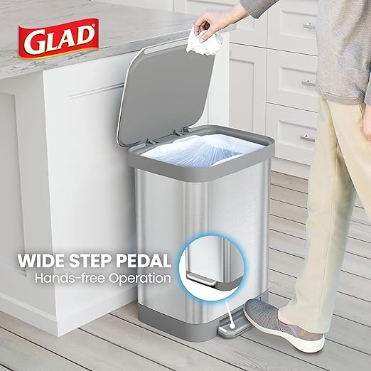Glad Stainless Steel Step Trash Can, Series 2