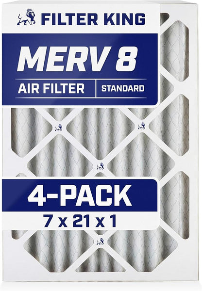 Filter King 7x21x1 Air Filter | 4-PACK | MERV 8 HVAC Pleated A/C Furnace