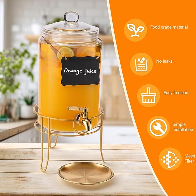 1 Pack1 Gallon Glass Drink Dispensers