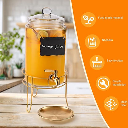 1 Pack1 Gallon Glass Drink Dispensers