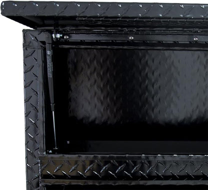 Buyers Products 1725640 Black Diamond Tread Aluminum Contractor Truck Tool Box, 2 Tier Storage, 72 x 21 x 13.2 in, Flip-Up Door with Gas Shocks, Weather Resistant, No Drill Install, Made in USA