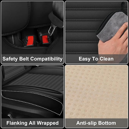 Seat Covers Full Set Fit for Nissan Rogue 2015-2026, Breathable and Comfortable Leather Car Seat Cover, Deluxe Waterproof Cushion Cover Auto Interior Accessories (Black)