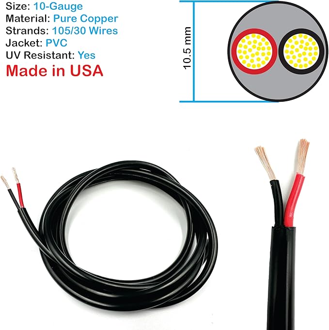 NATIONAL Wire & Cable – 10 AWG 2-Conductor Premium Copper Wire, 25 ft, Stranded