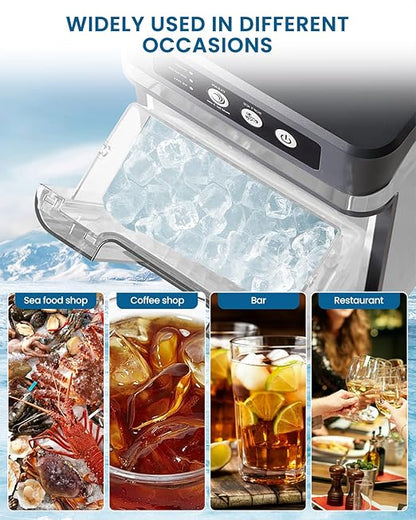Nugget Ice Maker Countertop, Chewable Pellet Ice Machine, Portable Ice Machine