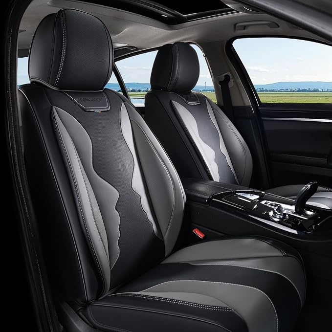Coverado Car Seat Covers, Front Covers for Cars, Car Seat Cover Front Seats, Automotive Seat Cover, Waterproof, Leather Car Seat Cushion, Universal Interior Covers Seat Protectors for Most Cars