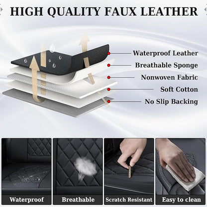 Coverado Car Seat Covers, Front Seat Cover, 2 Pack Waterproof Seat Covers for Cars, Luxury Faux Leather Car Seat Cushions, Car Seats Protectors, Black Car Seat Covers Universal Fit for Most Vehicles