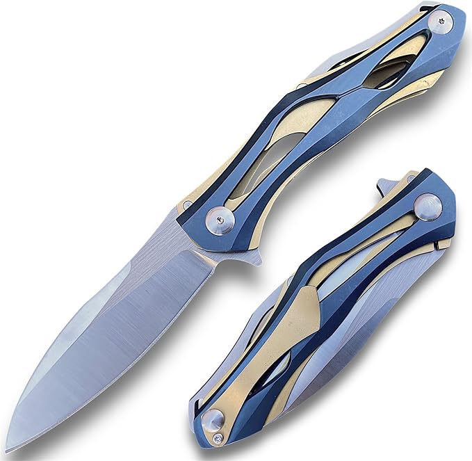 TACTICAL GEARZ Premium Stainless Steel Folding Knife, Stainless Steel Handle, D2 Steel Blade (Ronus GB)