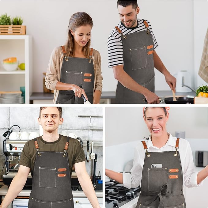 OUNLEN Chef Apron for Men Women Canvas Aprons