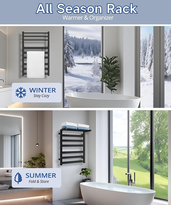 Towel Warmer Rack with WiFi, 6 Bars Large Towel Racks with Temperature & Timing