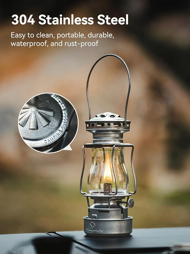 Vintage Oil Lantern, Waterproof Fuel Lantern with Carry Handle, for Outdoor Camping Hiking Patio Picnic, Black