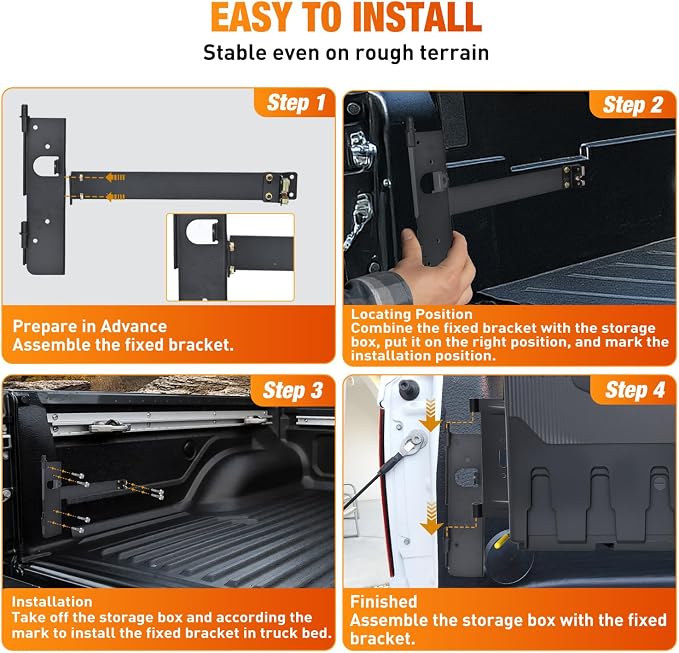 Nilight Truck Bed Tool Box Left Drivers Side Truck Tool Box Fit for Toyota Tundra 2007-2021 ABS Swing Case Truck Bed Storage Box with Lockable Lid Waterproof Wheel Well Toolbox Black