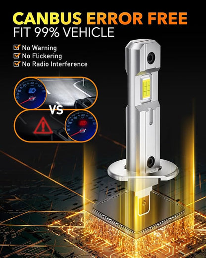OXILAM H1/H1LL LED Bulbs 30000LM 6500K White Ultra-Bright, 5 Min Quick Install, 60000H Lifespan, No Flicker, 99% Compatibility