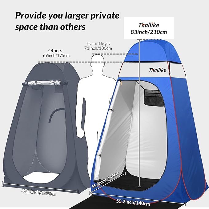 Upgrade Pop Up Privacy Shower Tent, Portable Camping Shower Tent, Camping Toilet Changing Room with Rain Shelter & Extended Floor Mat