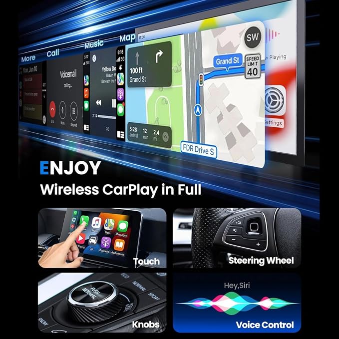 2 in 1 CarPlay Adapter for Nissan Frontier Titan Pathfinder Qashqai, CarPlay Wireless Adapter with Auto Reconnect Fast Pairing Bluetooth Connection Compact USB Dongle
