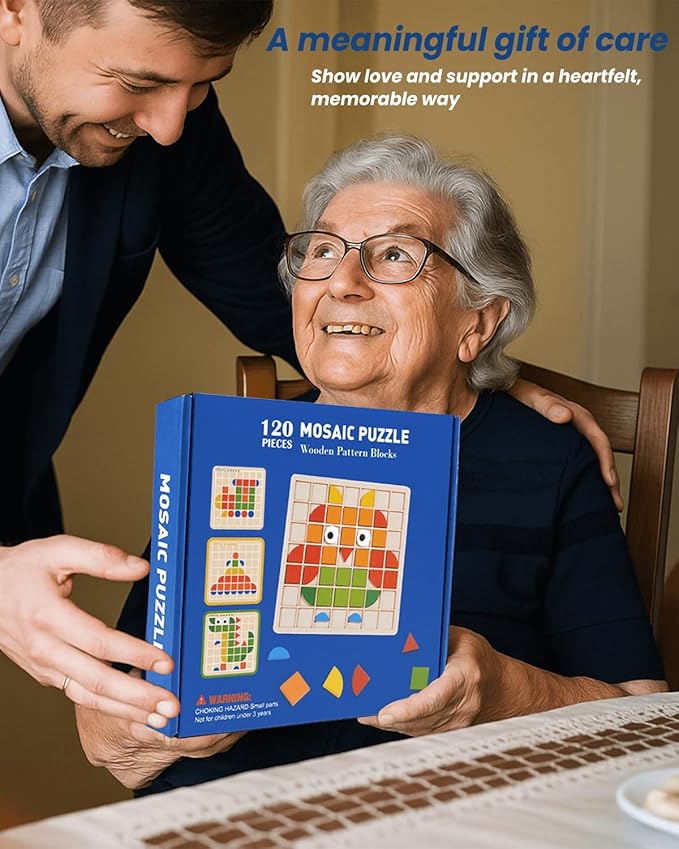 Dementia Activities for Seniors, Wooden Puzzles for Adults, Memory Games for Seniors with Dementia, Alzheimers Products for Elderly, Cognitive Therapy Puzzle, Brain Occupational Gift