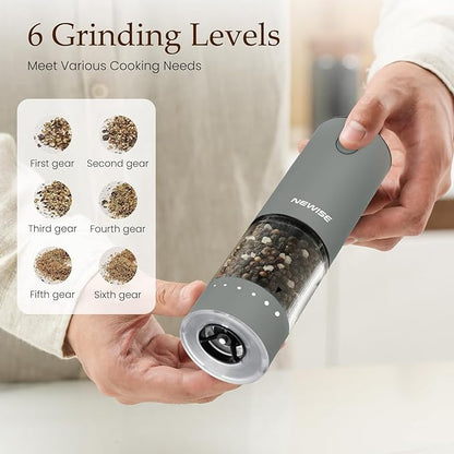 Newise Electric Salt and Pepper Grinder Set, Rechargeable