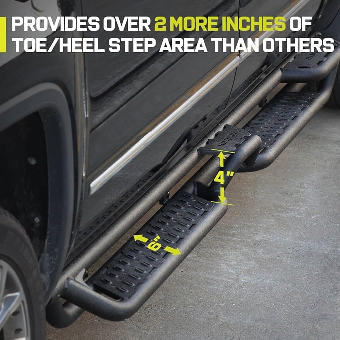 BINARY STAR Running Boards Compatible with 2019-2026 Chevy Silverado/GMC Sierra 1500 Crew Cab, 20-26 Silverado/Sierra 2500HD 3500HD Crew Cab, 4-Steps Design Running Boards, Carbon Steel Side Step