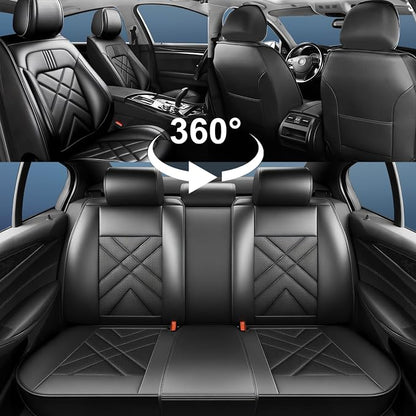 Ranger Car Seat Covers Custom Fit for Ford Ranger 2019-2025 2026, Full Coverage Leather Waterproof Breathable Seat Covers Full Set, Automotive Seat Protectors, Airbag Compatible(5 Seats, Black)
