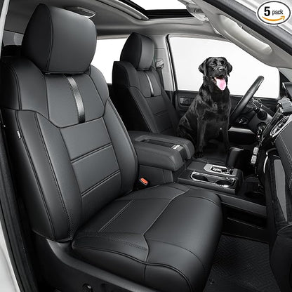 Super Cover for Toyota Tundra Seat Covers 2014-2021 (CrewMax only), Full Covered Leather Seat Protectors for Tundra 2021 2020 2019 2018 2017 2016 2015 2014 Truck Car Accessories with Carbon Fiber