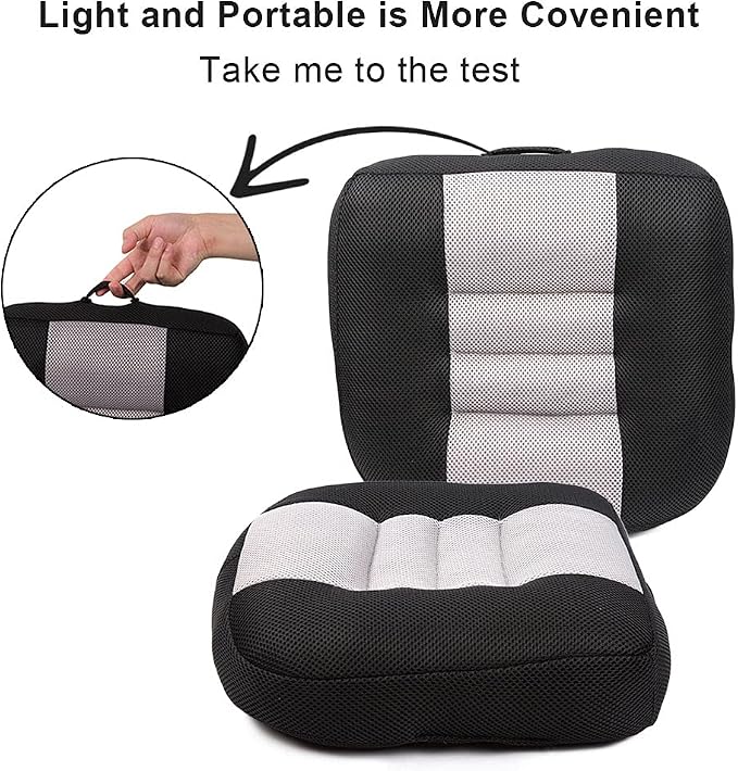 Srutirbo Car Booster Seat Cushion Heightening Height Boost Mat, Breathable Mesh Portable Car Seat Pad Angle Lift Seat for Car, Office,Home (Pure Black)
