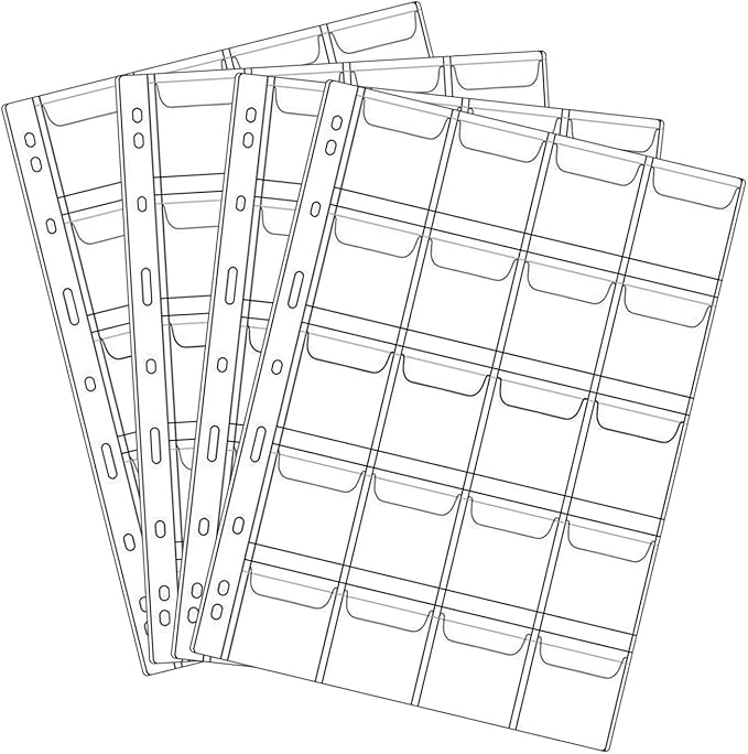 20 Pocket Coin Pages, 10 Sheets Plastic Coin Holders Stamp Collector Supplies for Coin Stamp Currency Collection