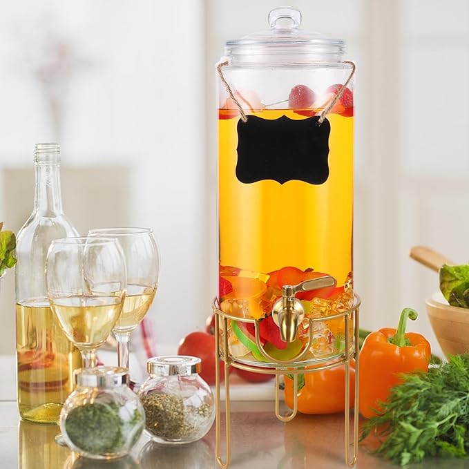 1.5 Gallon Drink dispenser, Glass Beverage Dispenser
