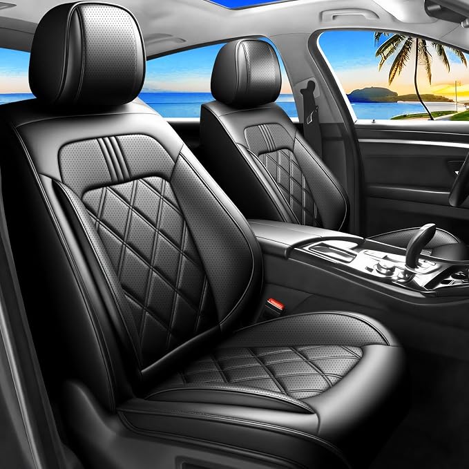 Trax Car Seat Covers Fit for Chevrolet/Chevy Trax 2024 2025 2026, Full Coverage Leather Waterproof Breathable Seat Covers, Automotive Seat Protectors, Airbag Compatible (5 Seats, Black)