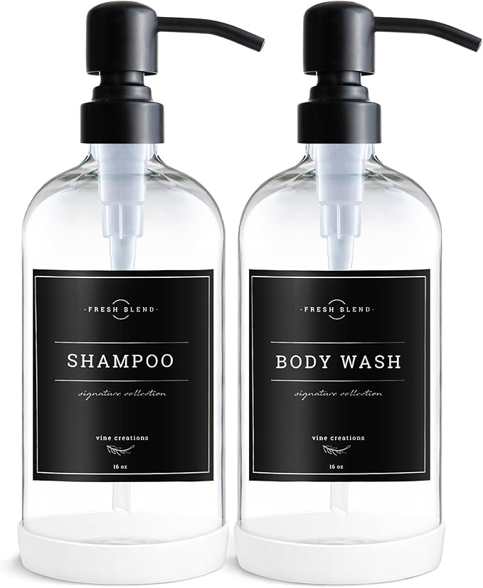 Vine Creations Clear Glass Soap Dispenser, 2 Pack Kitchen Soap Dispenser Set