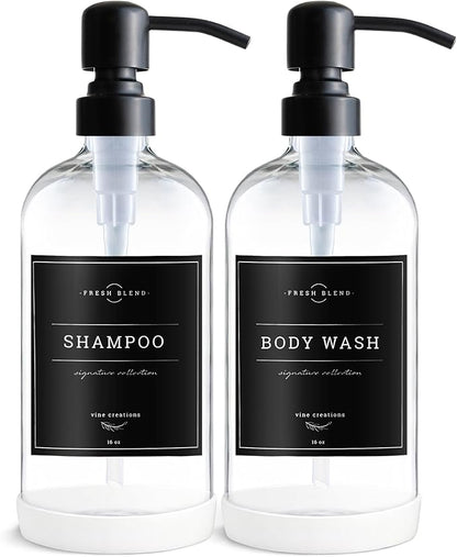 Vine Creations Clear Glass Soap Dispenser, 2 Pack Kitchen Soap Dispenser Set